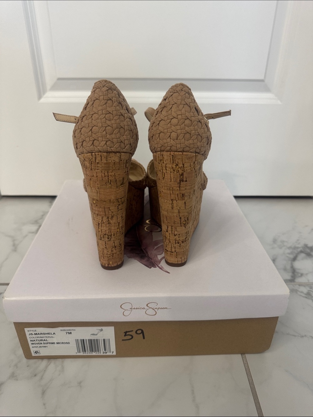 NIB Jessica Simpson Marshela Platform Wedge Sandals - Natural 7M - Picture 4 of 5